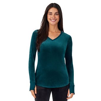 Women's Cuddl Duds® Stretch Velour Long Sleeve V-Neck Top