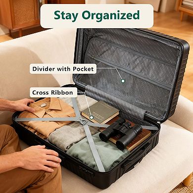 PATIOEASY 24 inch suitcase Durable Hardshell Luggage with TSA Lock for Extended Travel