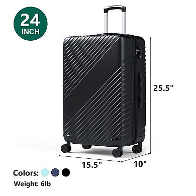 PATIOEASY 24 inch suitcase Durable Hardshell Luggage with TSA Lock for Extended Travel