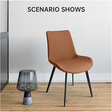 Brown Faux Leather Upholstered Modern Style Dining Chair