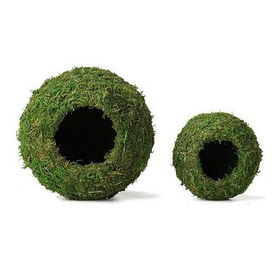 6 in. Artificial Green Moss Round Cave Habitat for Pet Reptiles, Frogs and Snakes