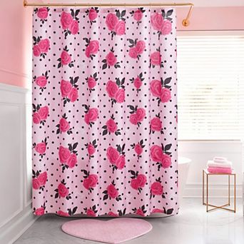 Juicy Couture Rose Dots Shower Curtain with Hooks