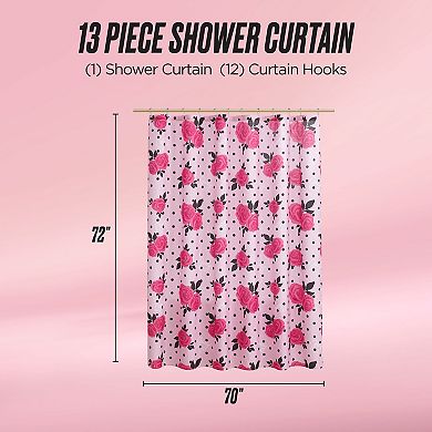 Juicy Couture Rose Dots Shower Curtain with Hooks