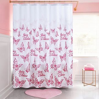 Juicy Couture Butterfly Shower Curtain with Hooks