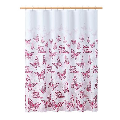 Juicy Couture Butterfly Shower Curtain with Hooks