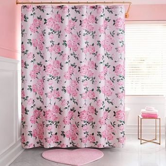 Juicy Couture Blooming Flowers Shower Curtain with Hooks