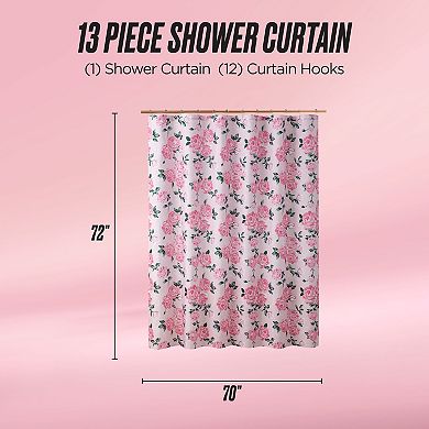 Juicy Couture Blooming Flowers Shower Curtain with Hooks