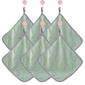 Textured Cleaning Dishcloths 6 Pack Reusable Absorbent Hanging Loop Design