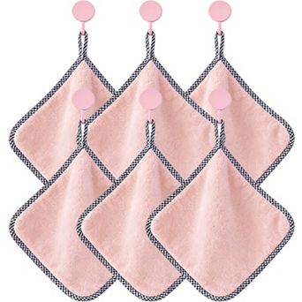 Textured Cleaning Dishcloths 6 Pack Reusable Absorbent Hanging Loop Design