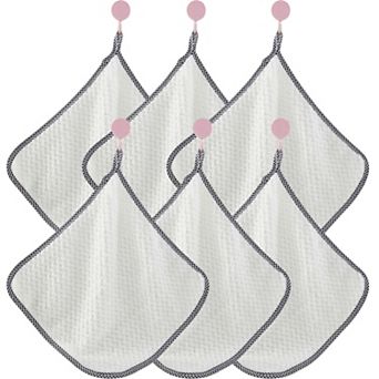 Textured Cleaning Dishcloths 6 Pack Reusable Absorbent Hanging Loop Design