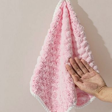 Soft Absorbent Hanging Hand Towels Textured Teardrop Shape Reusable Cleaning Cloth with Loop 6 Pack