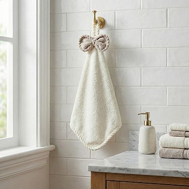 Soft Absorbent Hanging Hand Towels with Bow Detail Reusable Cleaning Cloth 2 Pack