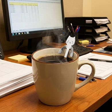 Cat Shaped Spoon Set Polished Metal Decorative Handle Cute Table Spoon 6 Piece Set