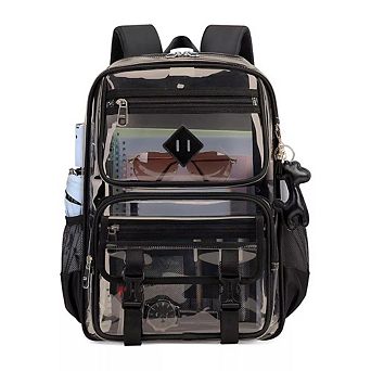 PVC Clear Bookbag Heavy Duty Transparent Backpack for Stadium Events See Through Bag for School