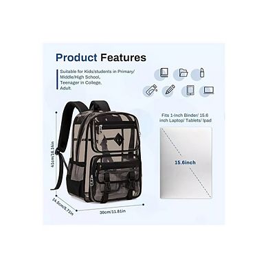 PVC Clear Bookbag Heavy Duty Transparent Backpack for Stadium Events See Through Bag for School