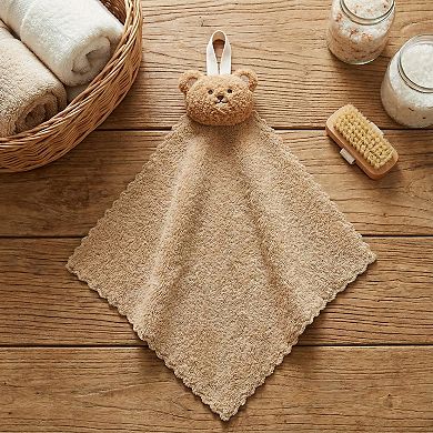 Soft Absorbent Hanging Washcloths with Bear Accent 3 Pack Reusable Cleaning Cloths