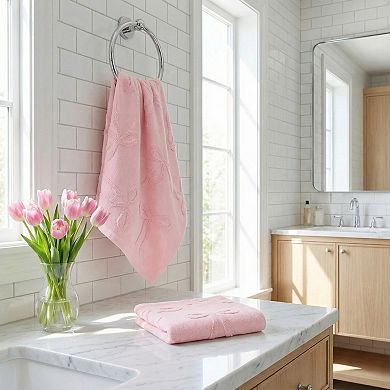 Soft Decorative Bow Textured Hand Towels Set with Raised Jacquard Design 2 Pack