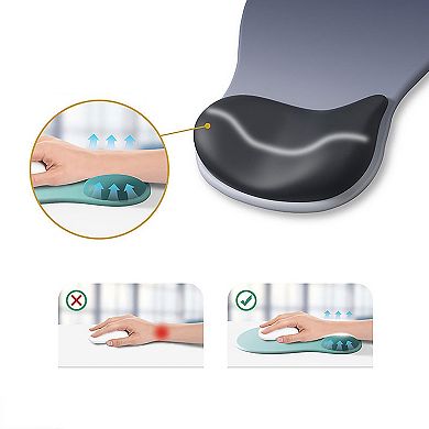 Ergonomic Wrist Support Mouse Pad With Gel Cushion And Non Slip Base