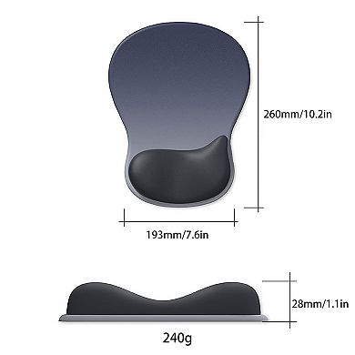 Ergonomic Wrist Support Mouse Pad With Gel Cushion And Non Slip Base