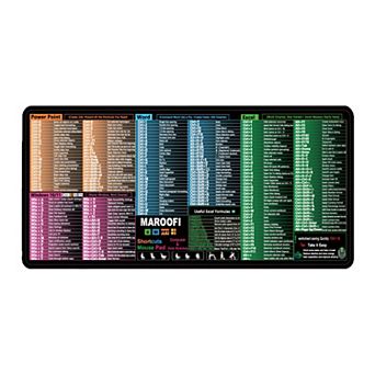 Extended Desk Mouse Pad with Office Shortcut Guide Smooth Surface Non Slip Rubber Base