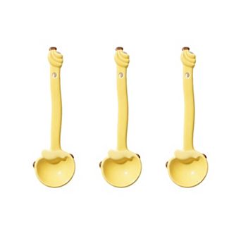 Apple Shaped Ceramic Reusable Spoon Set with Hanging Handle Design 3 pc Set