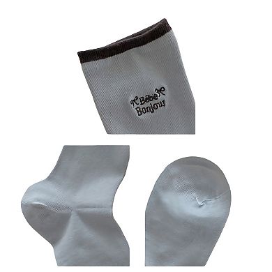 Embroidered Text Crew Socks 3 Pair Soft Knit Stretch with Ribbed Cuff and Minimal Letter Detail