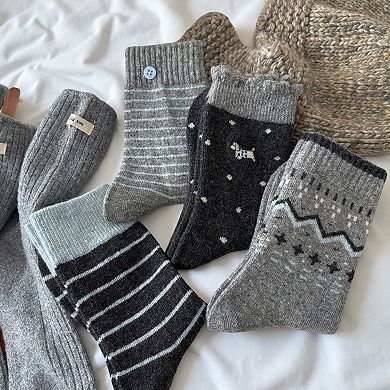 8-Pair Crew Sock Set Ribbed Knit Mixed Texture Patterns Soft Stretch Comfortable Everyday Socks