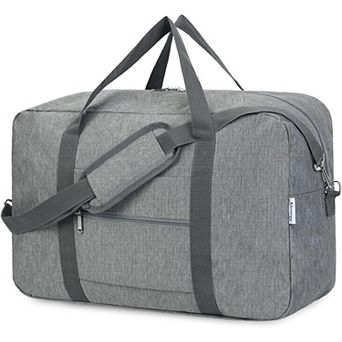 40L Grey 22x14x9 Airline Approved Foldable Carry on Duffle Bag with Strap