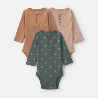 Baby Boy Carter's 3-Pack Long Sleeve Bodysuits with Dog Print & Stripes