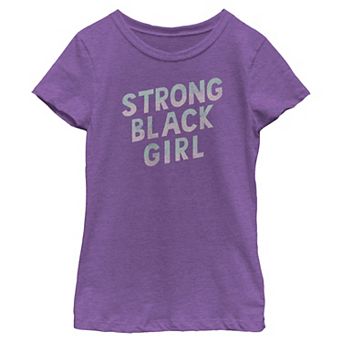 Girls' Strong Black Girl Short Sleeve Graphic Tee