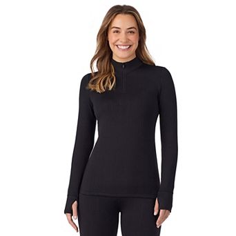 Women's Cuddl Duds® Cozy Cable Long Sleeve Quarter Zip Pullover