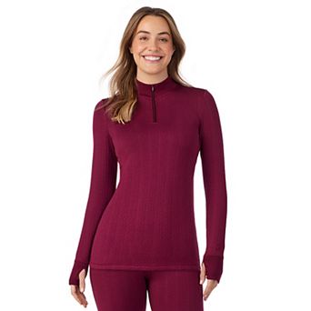 Women's Cuddl Duds® Cozy Cable Long Sleeve Quarter Zip Pullover