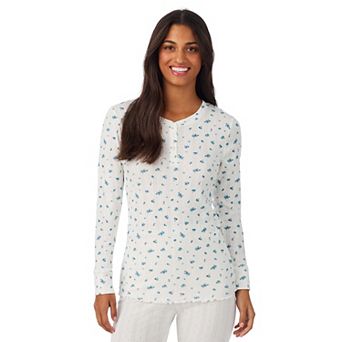 Women's Cuddl Duds® Cotton Pointelle Long Sleeve Henley Top