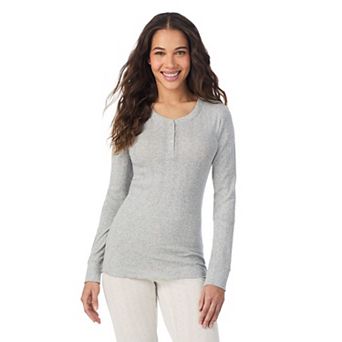 Women's Cuddl Duds® Cotton Pointelle Long Sleeve Henley Top