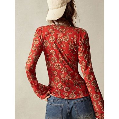 Women's Long Sleeve Shirts Boho Floral Print Vintage Blouses Button Down V Neck Fit Summer Tops