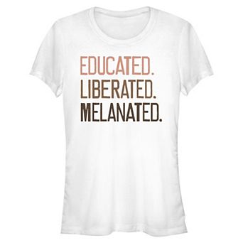 Juniors' SO® Educated Liberated Melanated Short Sleeve Crew Tee
