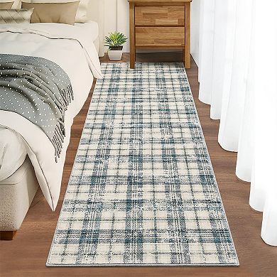 Modern Plaid Area Rug - Soft, Stain-Resistant, Non-Shedding Large Carpet for Living Room, Bedroom