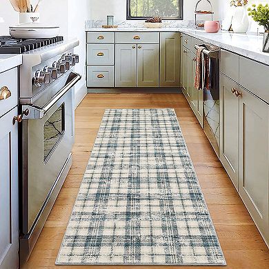 Modern Plaid Area Rug - Soft, Stain-Resistant, Non-Shedding Large Carpet for Living Room, Bedroom