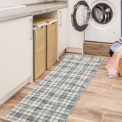 Modern Plaid Area Rug - Soft, Stain-Resistant, Non-Shedding Large Carpet for Living Room, Bedroom