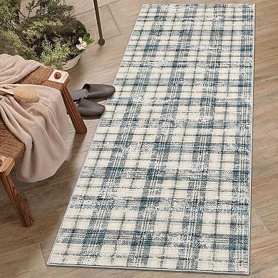 Modern Plaid Area Rug - Soft, Stain-Resistant, Non-Shedding Large Carpet for Living Room, Bedroom