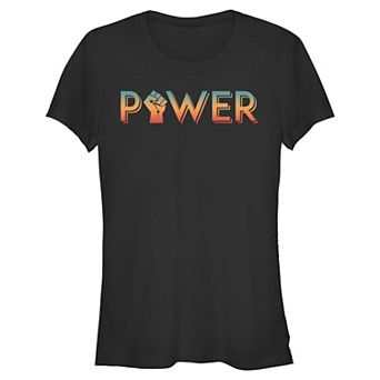 Juniors' Power Gradient Text Short Sleeve Fitted Tee