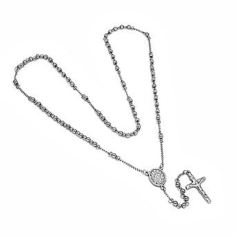 Steeltime 26" stainless steel rosary necklace