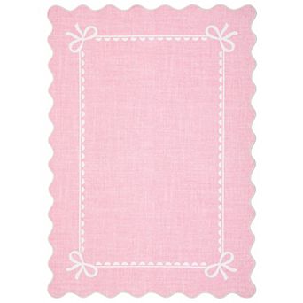 Scalloped Washable Area Rugs, Modern Solid Bow Print Bedroom Rugs with Non Slip Backing