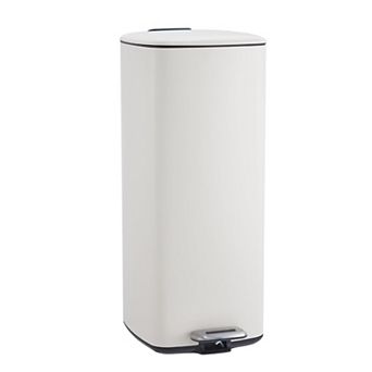 8 Gallon Square Stainless Steel Step-on Trash Can with Soft-Close Lid and Removable Inner Bucket