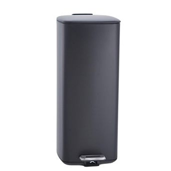 8 Gallon Square Stainless Steel Step-on Trash Can with Soft-Close Lid and Removable Inner Bucket