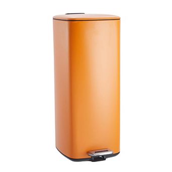 8 Gallon Square Stainless Steel Step-on Trash Can with Soft-Close Lid and Removable Inner Bucket