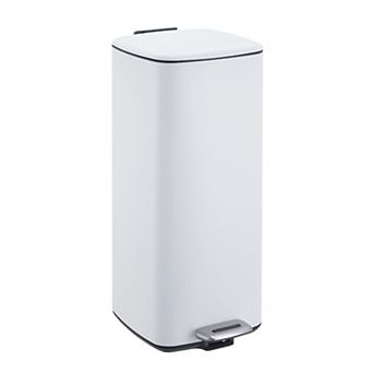8 Gallon Square Stainless Steel Step-on Trash Can with Soft-Close Lid and Removable Inner Bucket