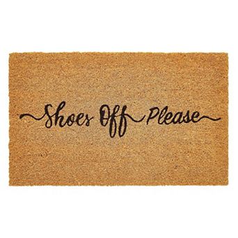 Kate Aurora Shoes Off Please Bristled Coir Outdoor Welcome Mat