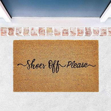 Kate Aurora Shoes Off Please Bristled Coir Outdoor Welcome Mat