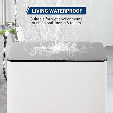 4 Gallon Stainless Steel Trash Can with Soft Close Lid, Step-on Bathroom & Kitchen Garbage Bin